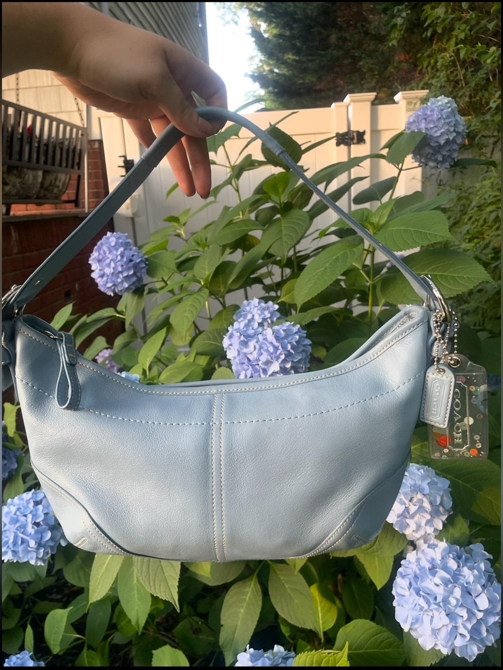 Coach vintage Y2K large hampton hobo Leather Shoulder bag in sky blue